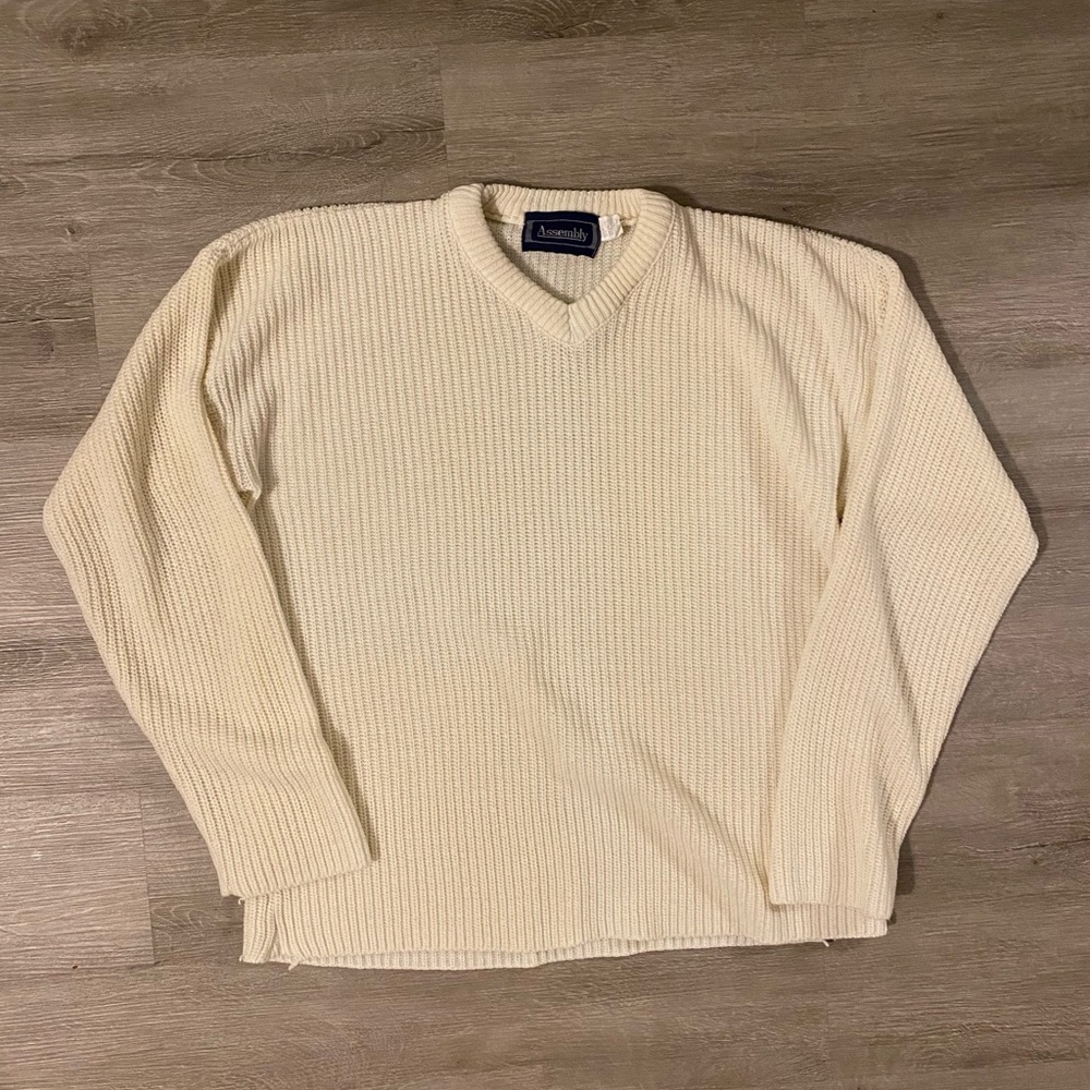 Cream Chunky Knit Sweater Made in USA
